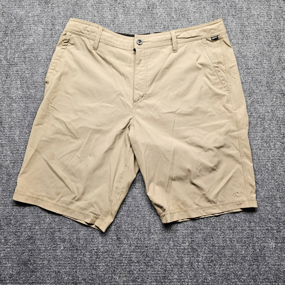 O'Neill Hybrid Shorts Mens 34 Khaki Tan Stretch Boardwalk Walk Shorts SP618A006